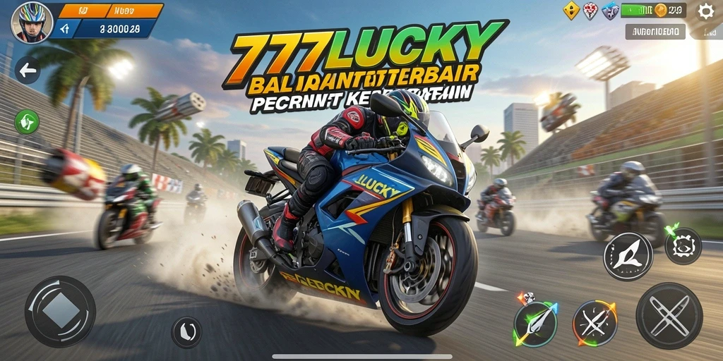 Tampilan luar biasa dari gameplay balapan motor 777LUCKY.
