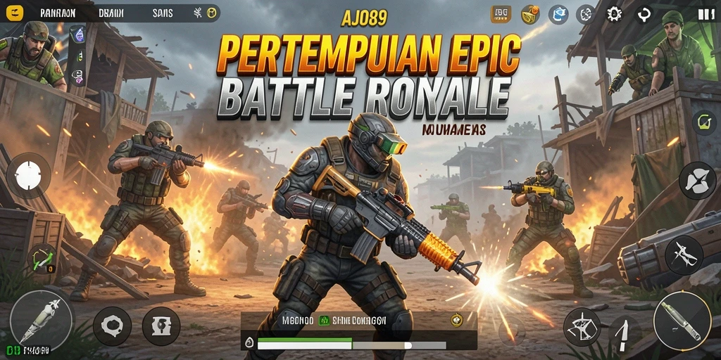 Tampilan aksi pertempuran epik di AJO89 dengan grafis menakjubkan.