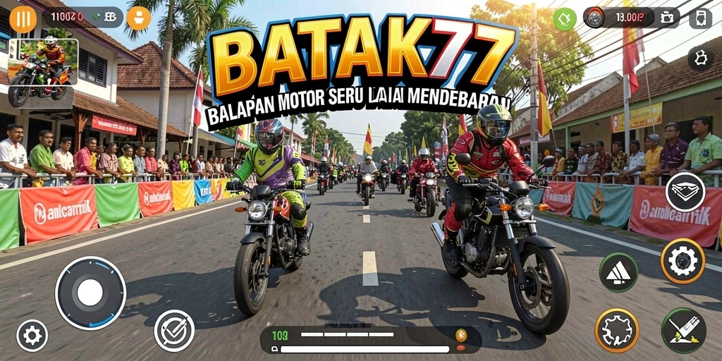 Gameplay seru dan nyata dalam BATIK77 saat balapan motor.