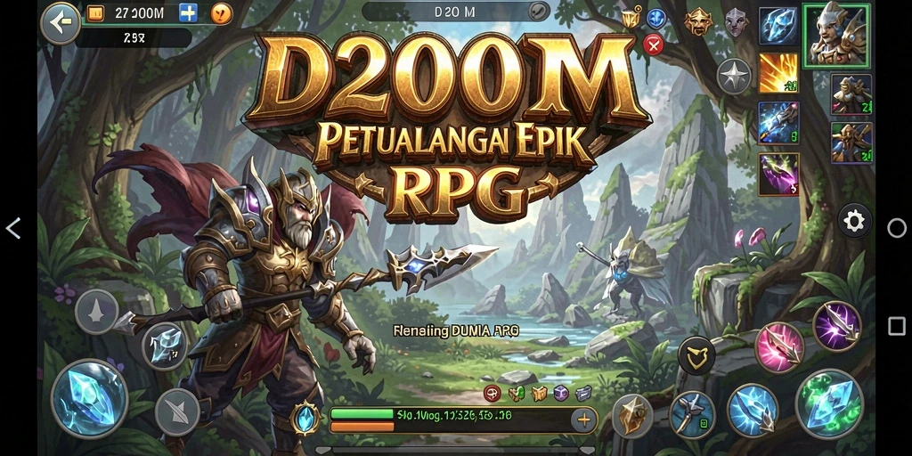 Tampilan gameplay mendebarkan dalam D200M yang penuh aksi.