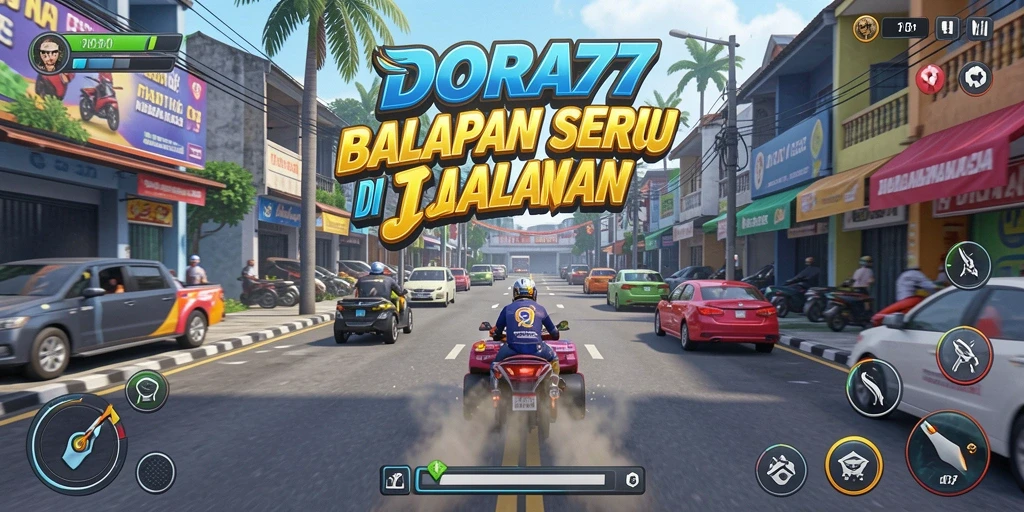 Tampilan menarik dari gameplay DORA77 yang penuh aksi balapan.