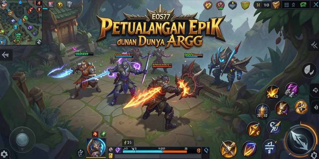 Screenshot gameplay EOS77 menunjukkan aksi pertarungan yang intens dan menarik.