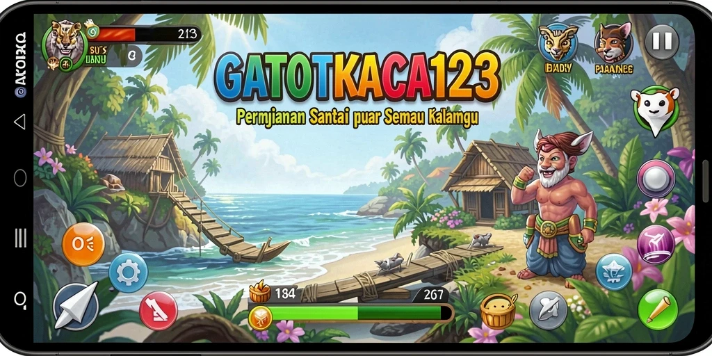 Tampilan seru dari gameplay GATOTKACA123 yang penuh warna.