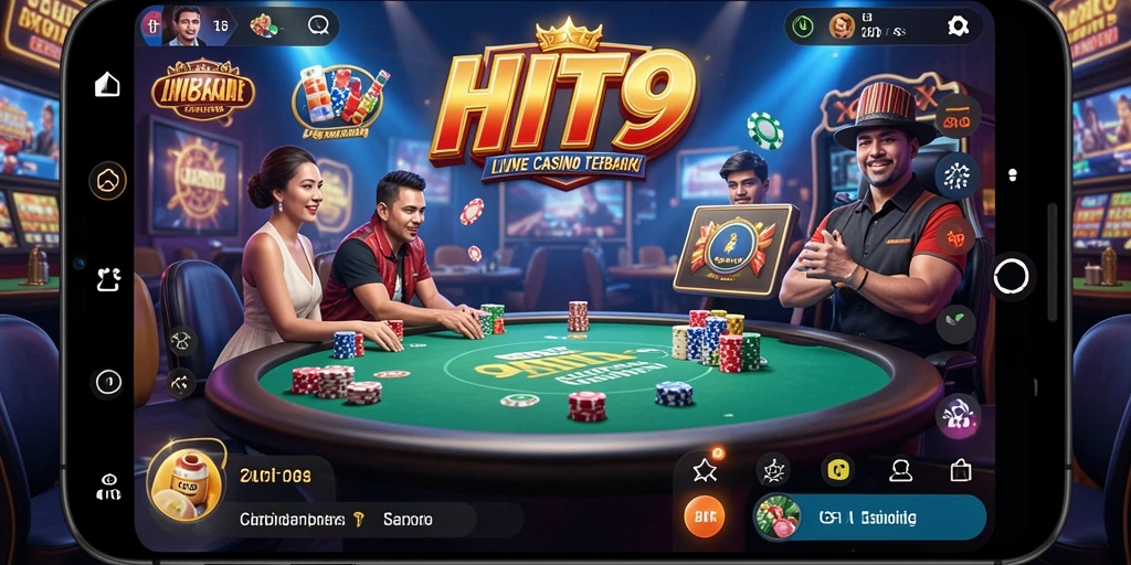 Screenshot utama HIT9 menampilkan gameplay Live Casino yang mendebarkan.