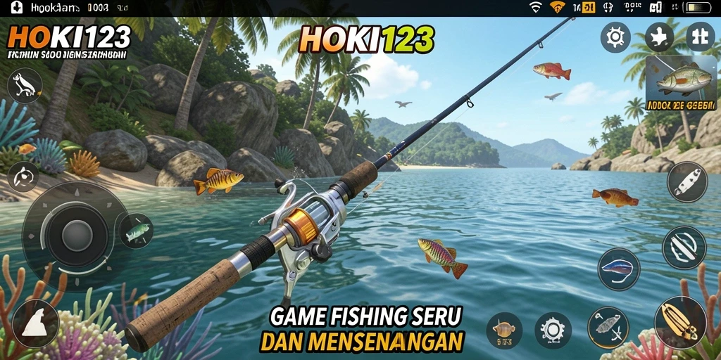Screenshot gameplay HOKI123 yang menampilkan aksi memancing yang mendebarkan.