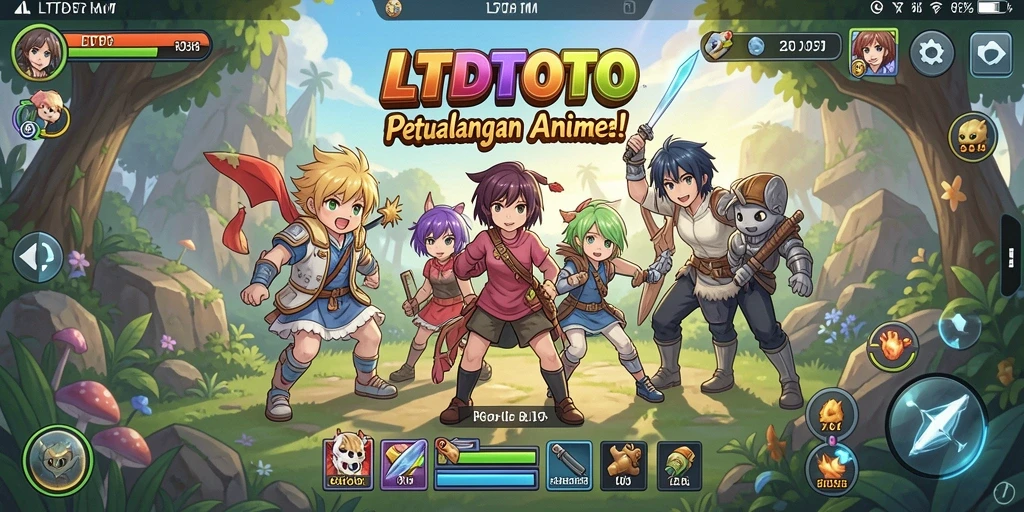 Tampilan gameplay LTDTOTO yang memukau dengan karakter anime beraksi.