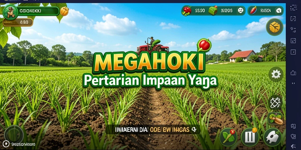 Tangkapan layar gameplay <strong>MEGAHOKI</strong> menunjukkan aktivitas bertani yang menyenangkan.