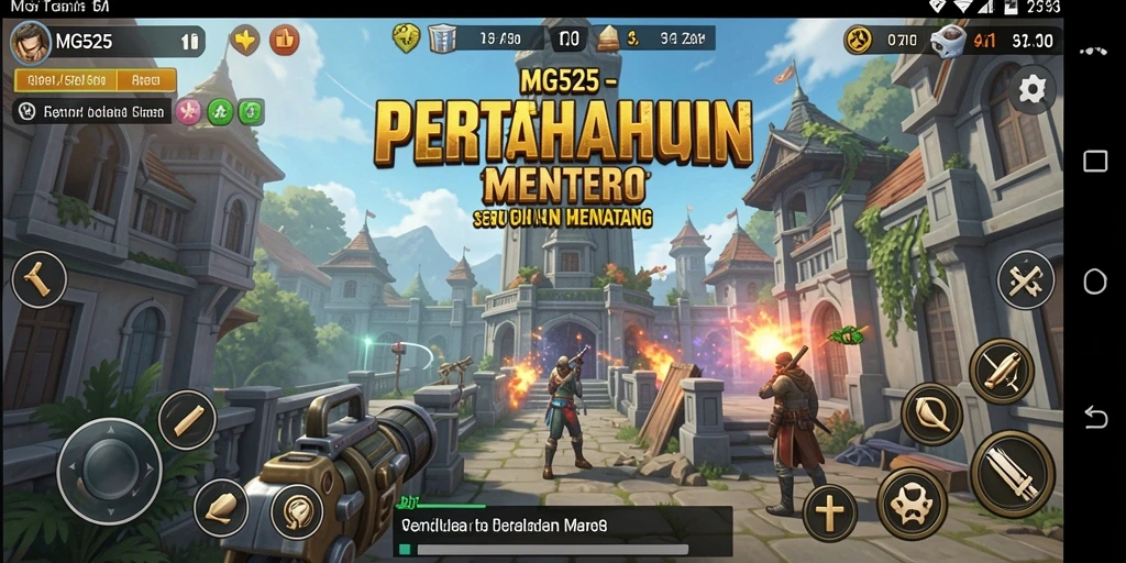 Screenshot menunjukkan aksi seru dalam permainan Tower Defense MG525.