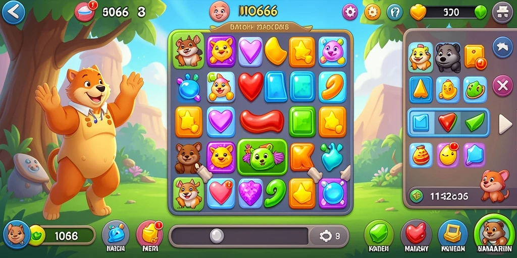 Tampilan menarik dari gameplay Match-3 MPO666 yang menantang.