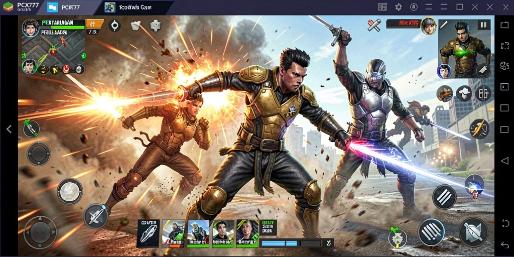 Tampilan gameplay PCX777 yang penuh aksi dan seru.