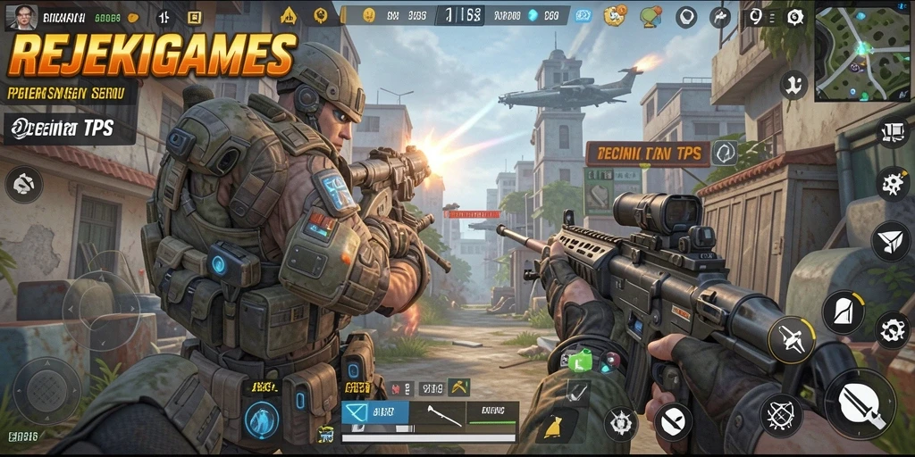 Tampilan gameplay seru dalam REJEKIGAMES dengan aksi TPS yang mendebarkan.