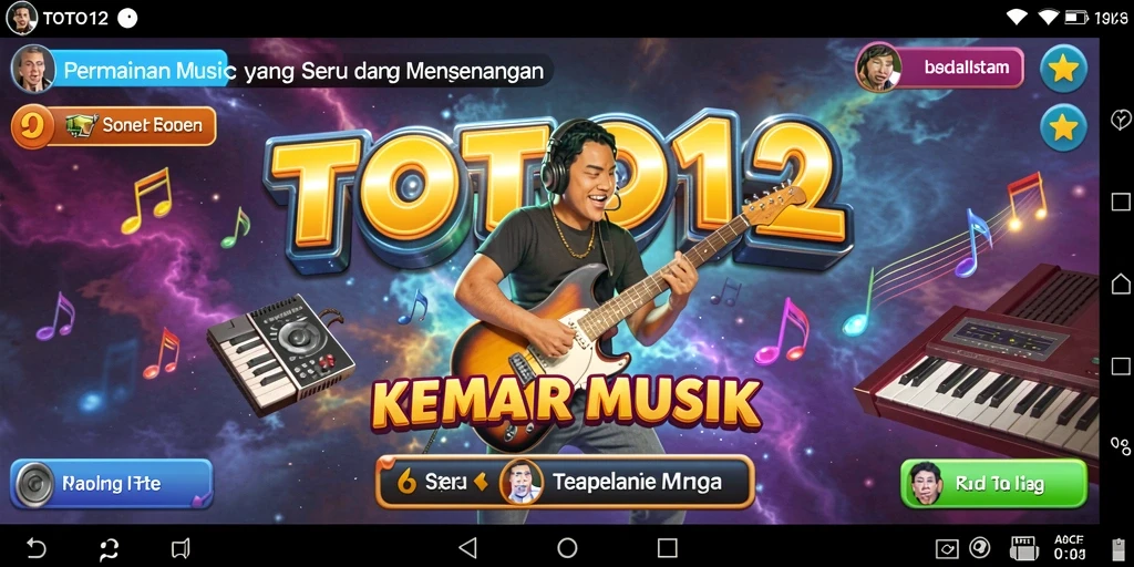 Screenshot utama TOTO12 menampilkan gameplay musik yang menarik dan interaktif.